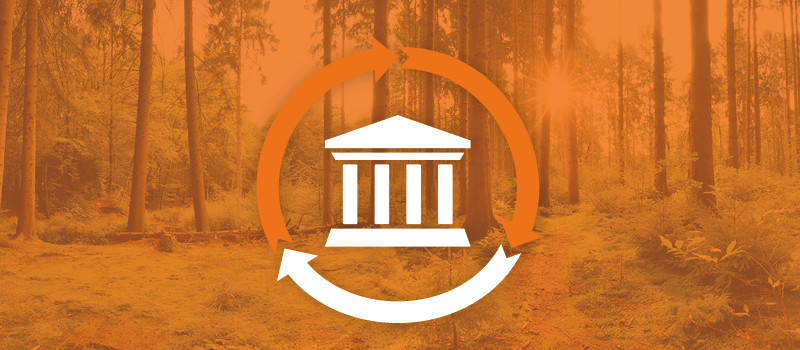 Ikon som föreställer en byggnad med pelare.